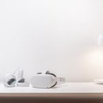 VR Setup - white ceramic teacup on saucer on table