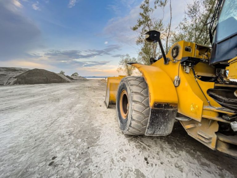 External Hard Drive DIY - a yellow bulldozer is parked on a dirt road