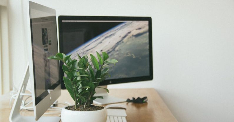 Multi-monitor Setup - Silver Imac on Brown Table Inside Room