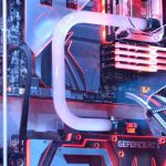 Water Cooling - Black and Red Computer Motherboard